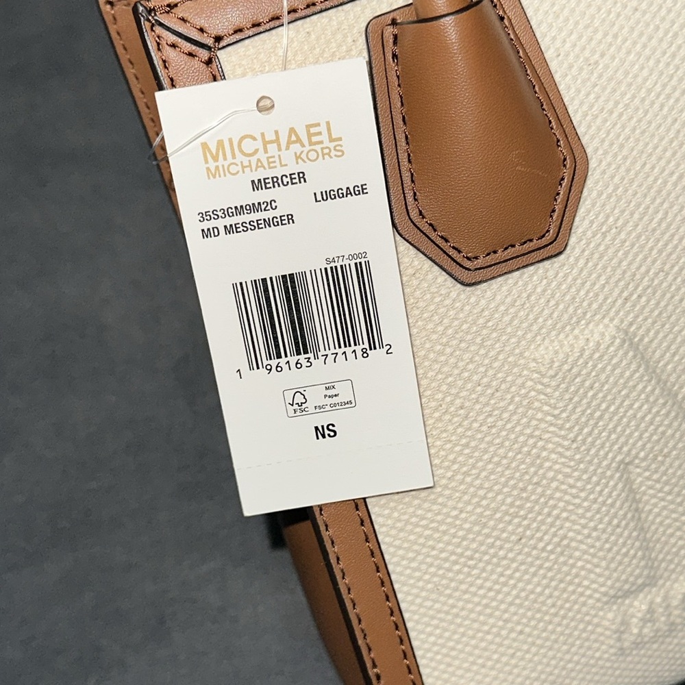 Michael Kors Mercer Medium Logo Embossed Cotton Canvas Crossbody Bag - Picture 3 of 8
